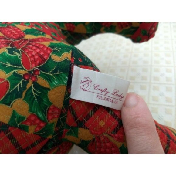Crafty Lady Bear Sitting Stuffed Animal Plush Vintage X-mas Floral Pattern- Rare - Picture 6 of 8
